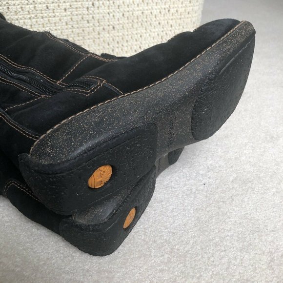 TIMBERLAND MOORLAND Tall Boots Lace Up Zip Black Suede Leather Size 8M - Picture 10 of 12